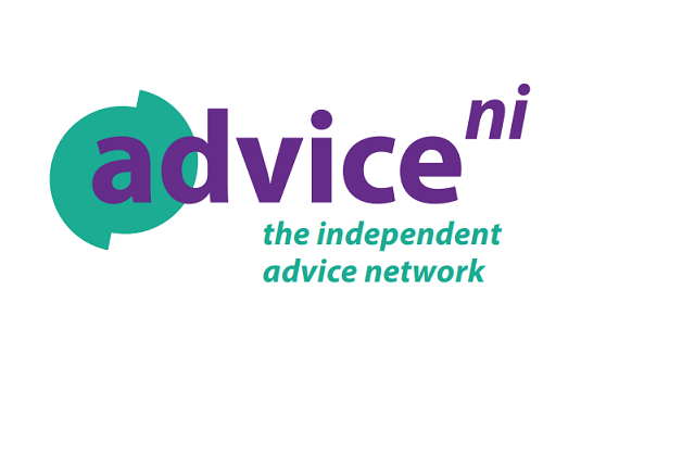 Advice NI logo, purple and green on a white background.