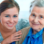 An older woman with her daughter.